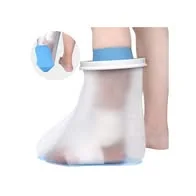 Waterproof Foot Cover for Shower Adult, Foot Cast Covers with Non-Slip Padding Bottom, Watertight Ankle Foot Cast Protector for Surgery Bandage Dressing Wound, Reusable